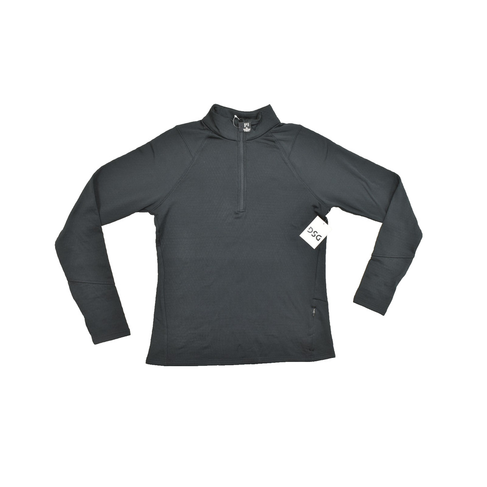 DSG Women's Regular Size M Pure Black Run Grid 1/4 Zip Pullover Top Quarter